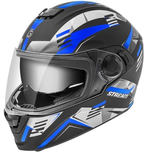 Gliders Stream - D2 Dual Visor Matt Black / Blue Helmet