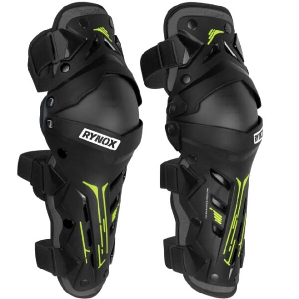 Rynox Bastion Bionic Knee Guards - Black Hi-Viz Green