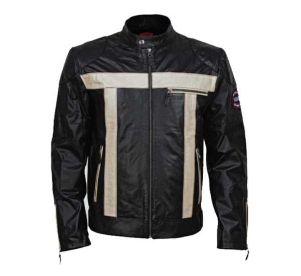 Kavaci Assen Black / Beige Men's Leather Jacket