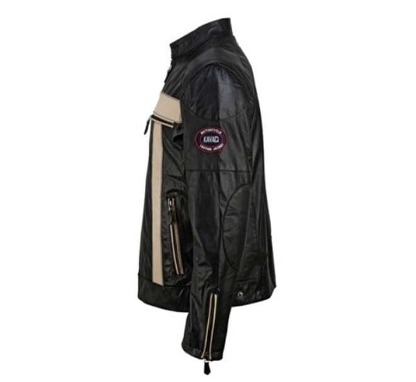 Kavaci Assen Black / Beige Men's Leather Jacket - Image 4