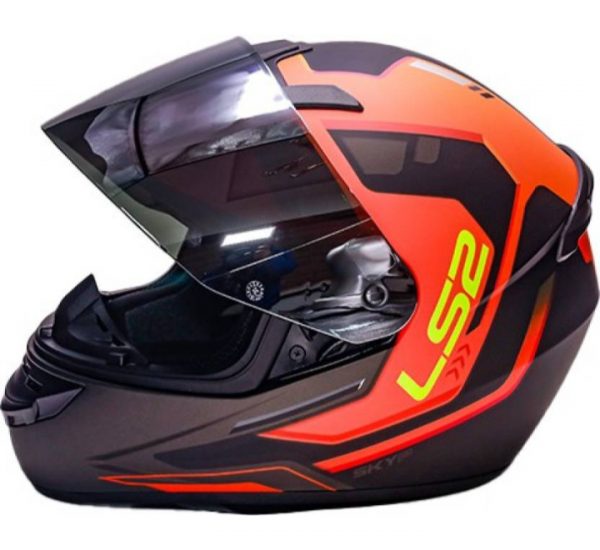 LS2 FF352 Rookie Iron Face Gloss Black Orange Helmet - Image 2