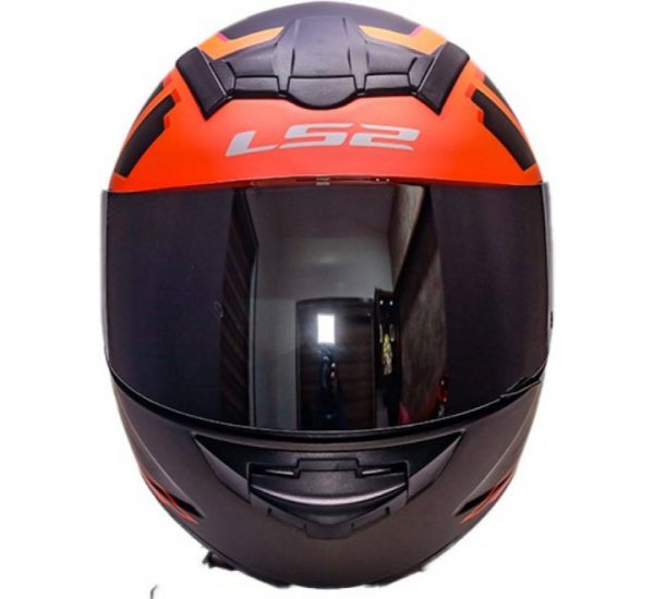 LS2 FF352 Rookie Iron Face Gloss Black Orange Helmet - Image 3