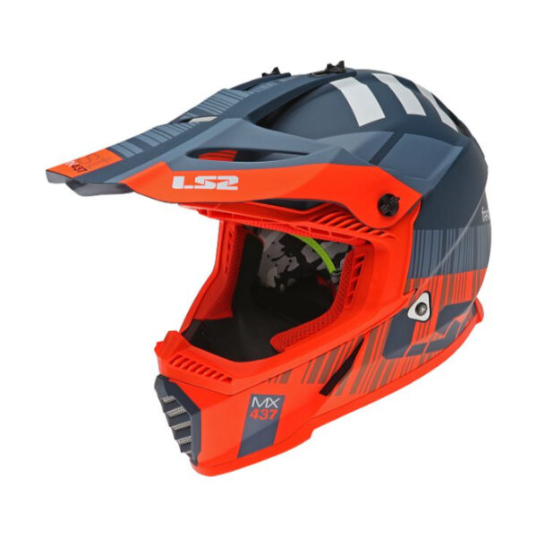 LS2 MX437 Fast Evo Xcode (Flu Orange/ Blue) Helmet