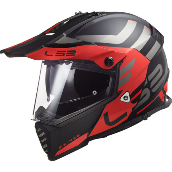 LS2 MX436 Pioneer Adventure Matt Black Red Helmet