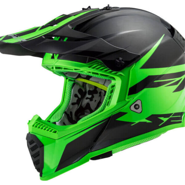 LS2 MX437 Fast Evo Roar Black / Hi-viz Green Helmet