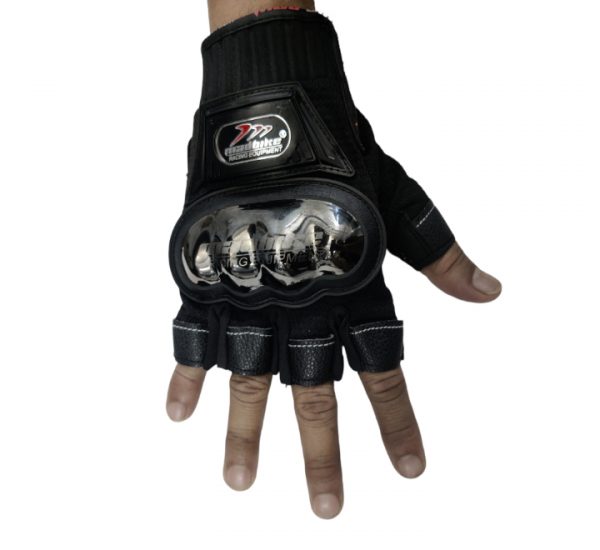 Mad Bike Steel Knuckles Half Gloves- Black