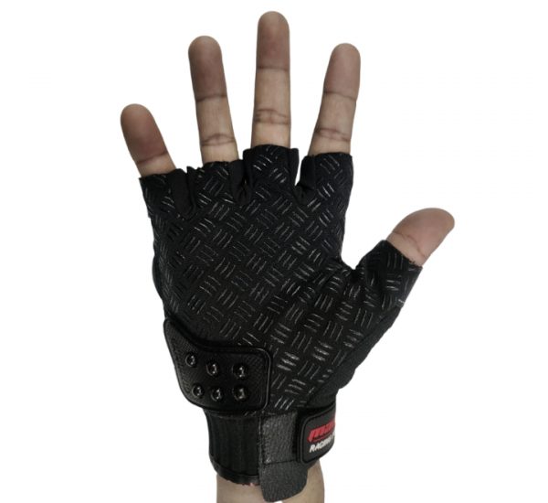 Mad Bike Steel Knuckles Half Gloves- Black - Image 2