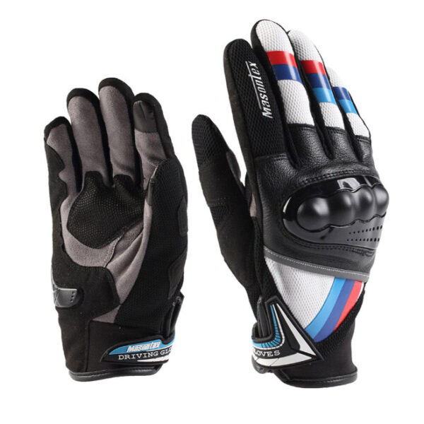 Masontex Full Gloves- White/ Blue