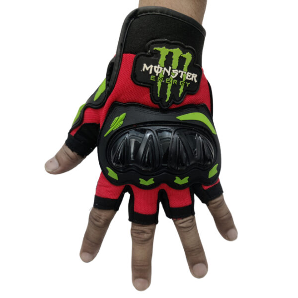 Monster Half Gloves- Red