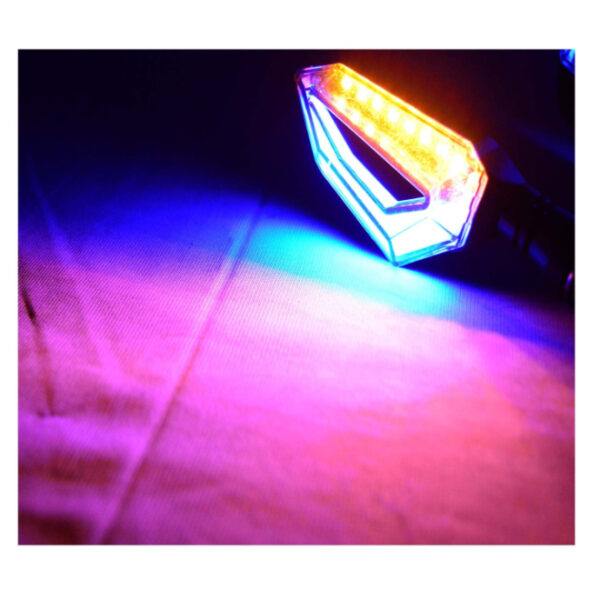 LED Indicator D Type with DRL for Universal Motorcycle (Set of 2)- Blue