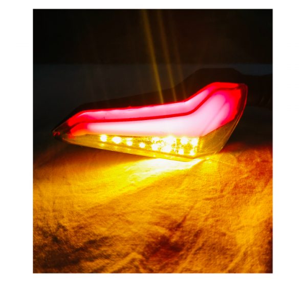 LED Indicator Dual colour Archer with DRL for Universal Motorcycle (Set of 2)- Yellow/ Red Running - Image 3