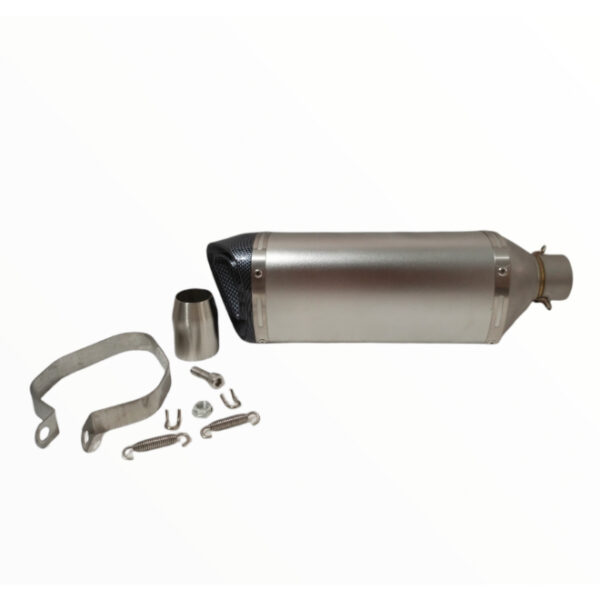 Exhaust Premium Triangular Carbon Tip with DB Killer Brush Steel Silver