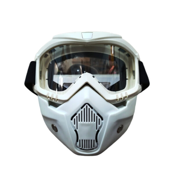 Plain White Goggles with Mask with Clear Visor