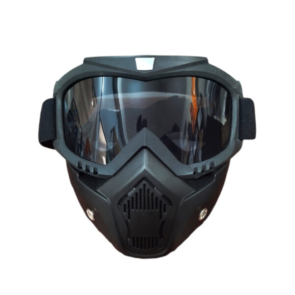Plain Black Goggles with Mask with Clear Visor