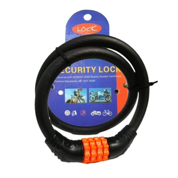 Cable lock with 4 Digits Number for Bicycles, Bikes, Helmet (Orange)