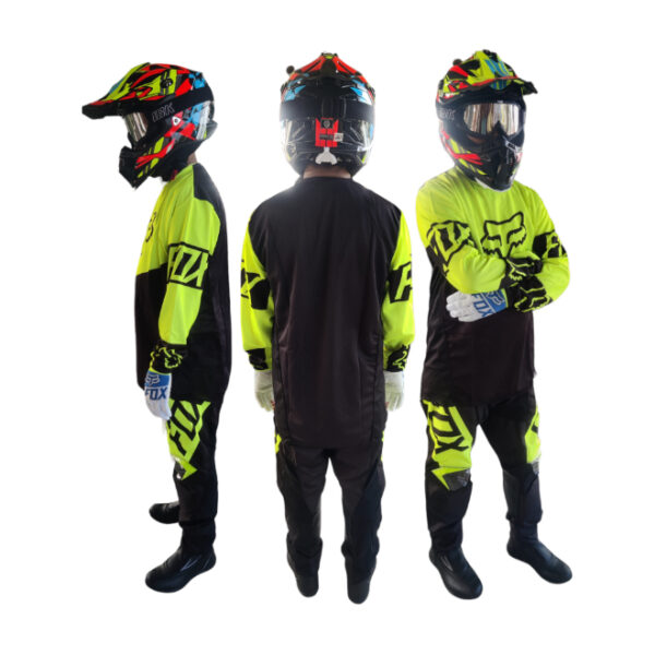 Motocross MX Black Hi- Viz Green Riding Suit Style 1