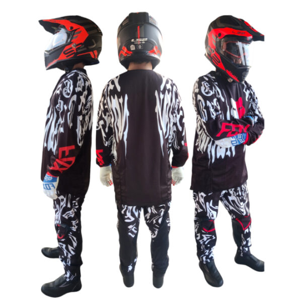 Motocross MX Black White Riding Suit Style 1