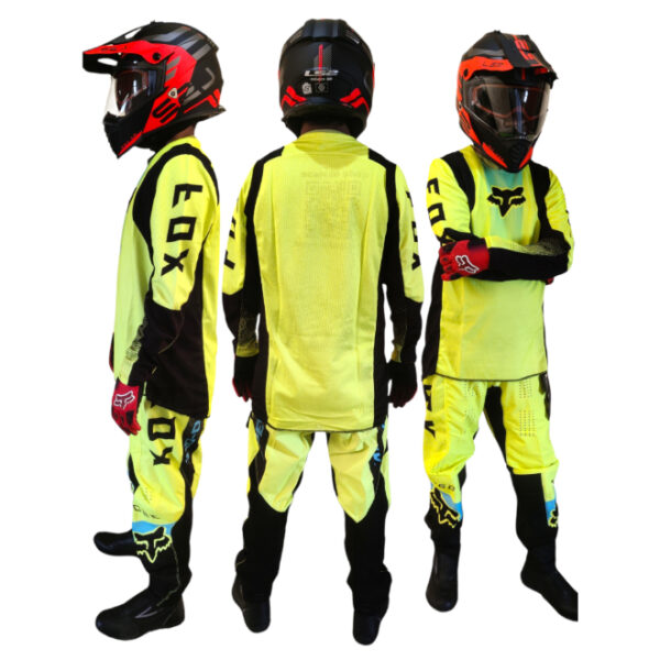Motocross MX Black Hi- Viz Green Riding Suit Style 3