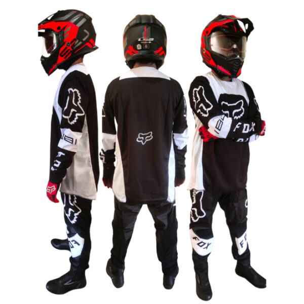 Motocross MX Black White Riding Suit Style 2