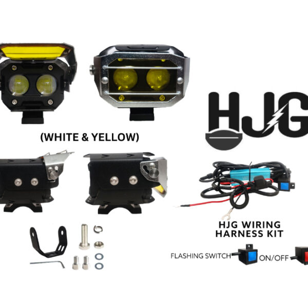 HJG Fog light with Dual Projector 90W Triple Colour with Aux. Filter, Wiring Harness Kit, Flasher Switch/ Switch, Relay