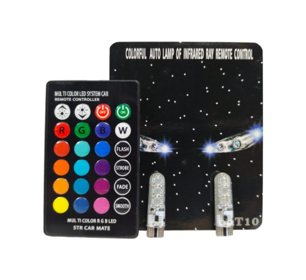 LED Multicolour Parking Bulb with Remote Control (Set of 2)