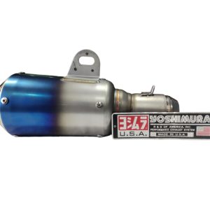 Exhaust Sports Round Short Bottle Brush Steel Blue with DB Killer