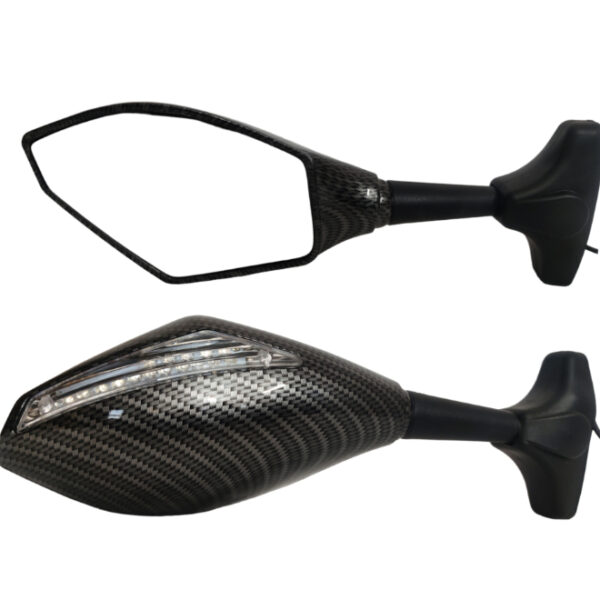 Fairing Rear View Mirror Carbon Finish with Indicator (Set of 2)