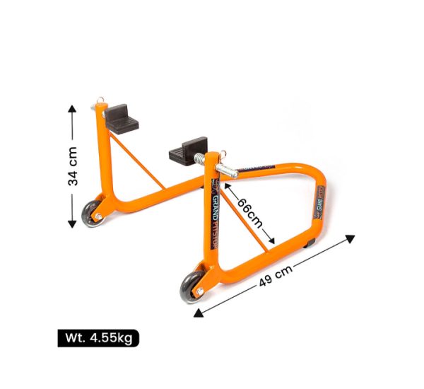 Grand PitStop Non-Dismantable Universal Rear Paddock Stand with Skate Wheels - Orange - (Bike Wt upto: 350 kgs) - Image 2