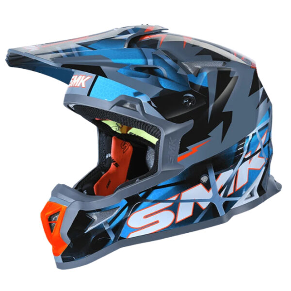 SMK Allterra Fulmine Grey Blue White Gloss (GL651) Helmet