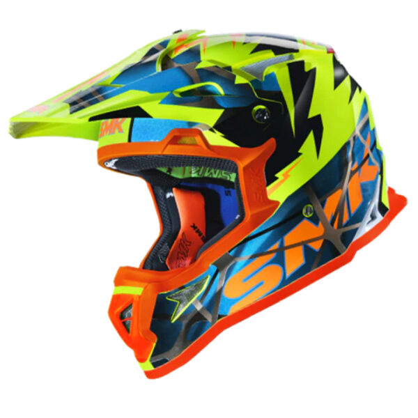 SMK Allterra Fulmine Gloss Yellow Blue Orange (GL457) Helmet
