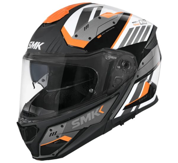 SMK Gullwing-Tekker Matt Black White Orange Helmet (MA217)