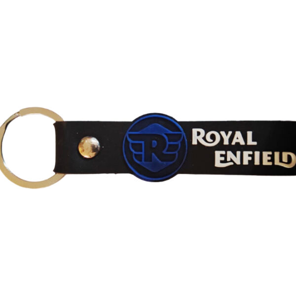 Rubber Keychain Premium Royal Enfield Black Blue