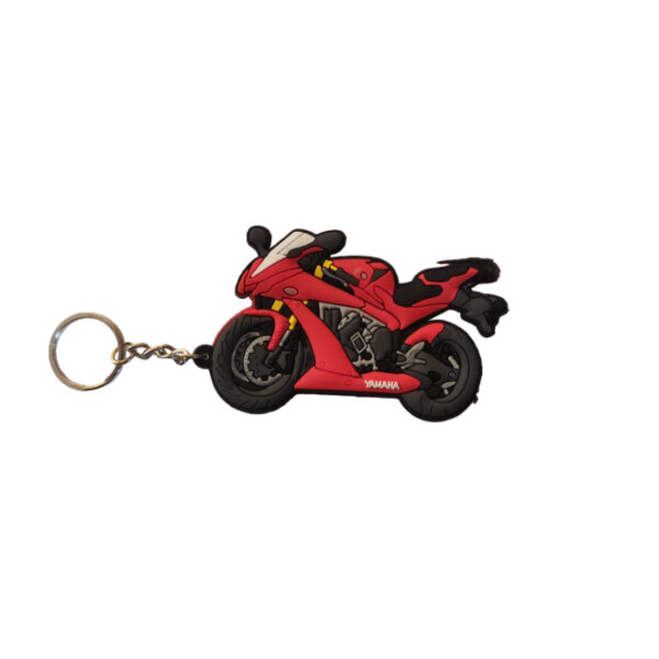Rubber Keychain Single Side Design Yamaha Red Bike