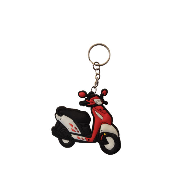 Rubber Keychain Single Side Design Scooter