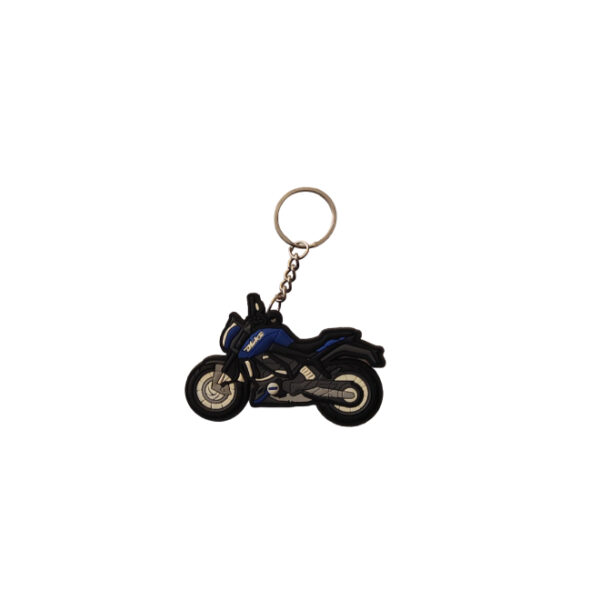 Rubber Keychain Single Side Design Duke Black Blue Bike
