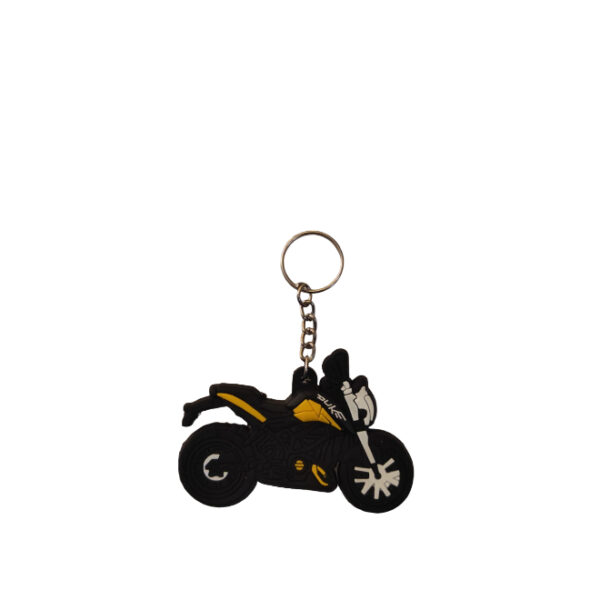 Rubber Keychain Single Side Design Duke Black Red Bike