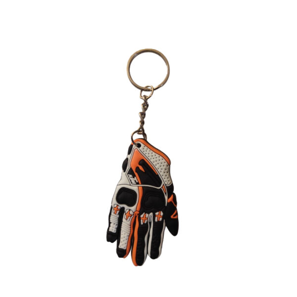 Rubber Keychain Single Side Design KTM White- Orange Gloves