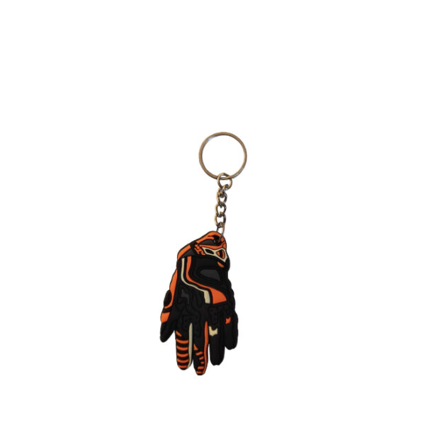 Rubber Keychain Single Side Design KTM Black- Orange Gloves