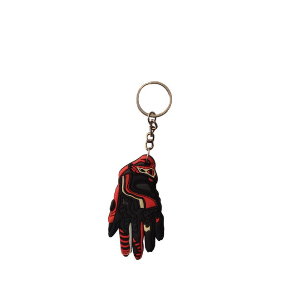 Rubber Keychain Single Side Design KTM Black- Red Gloves