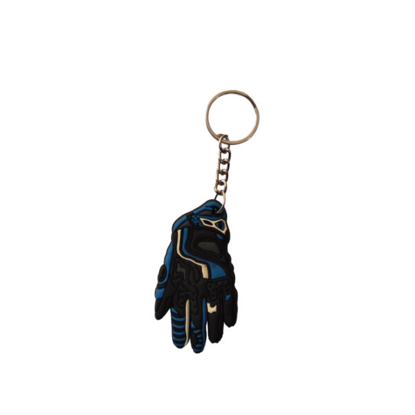 Rubber Keychain Single Side Design KTM Black- Blue Gloves