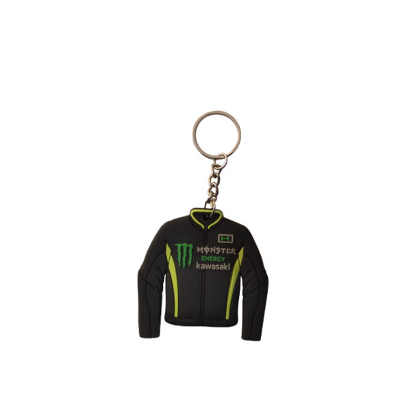 Rubber Keychain Single Side Design Monster Black- Green Jacket