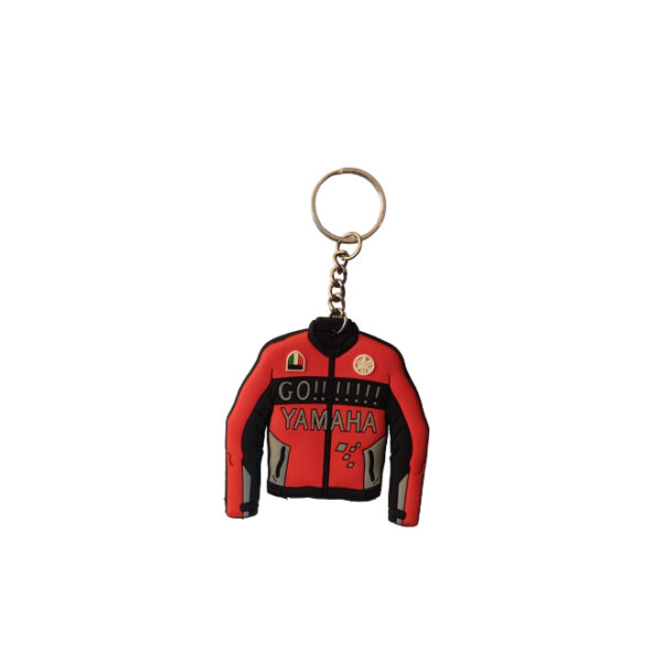 Rubber Keychain Single Side Design Go Yamaha Black- Red Jacket