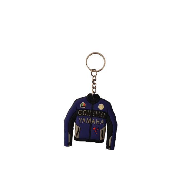 Rubber Keychain Single Side Design Go Yamaha Black- Blue Jacket