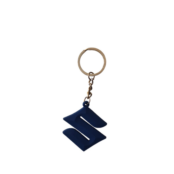 Rubber Keychain Single Side Design Suzuki Blue