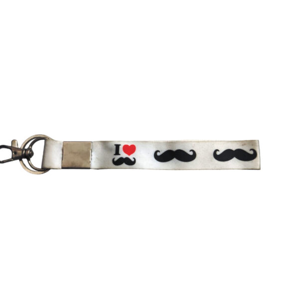 Fabric Wrist/ Small Keychain I Love Mustache