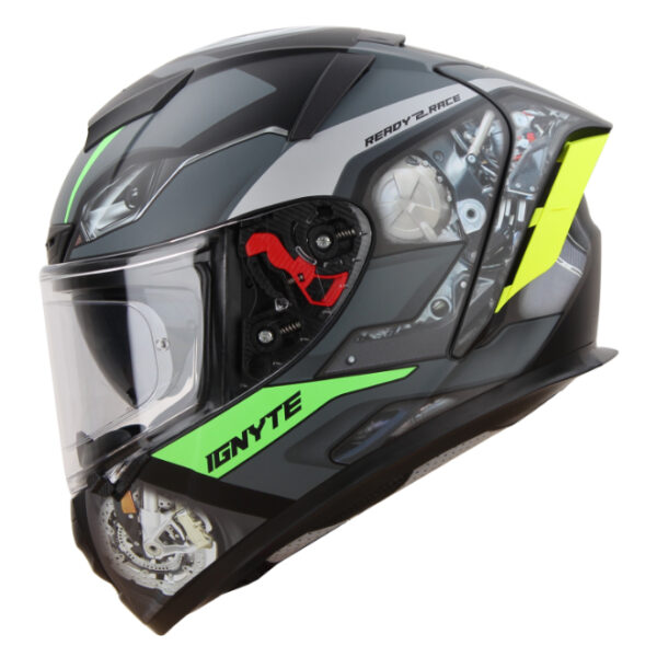 Ignyte IGN4 Machine Gloss Black Grey Helmet