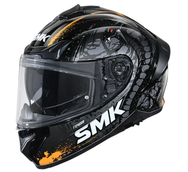 SMK Typhoon Reptile Matt Black Grey Orange Helmet (MA267)