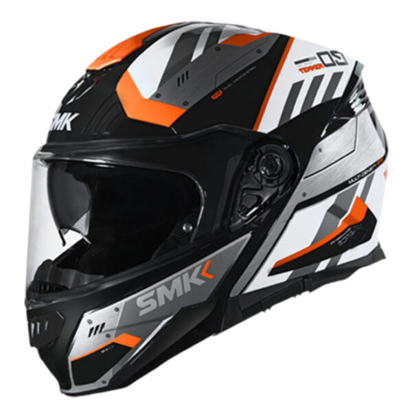 SMK Gullwing-Tekker Gloss Black White Orange Helmet (GL217)