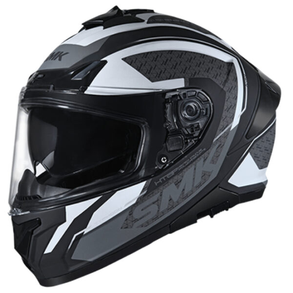 SMK Typhoon RD1 Gloss Black White Grey Helmet (GL216)