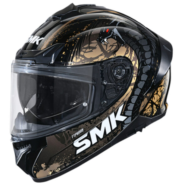 SMK Typhoon Reptile Gloss Black Orange Helmet (GL277)